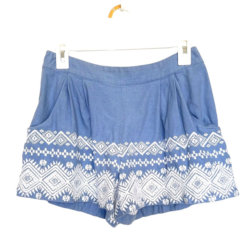 Suno Shorts Womens Size Small Embroidered Blue High Rise Country Girl Boho Mini